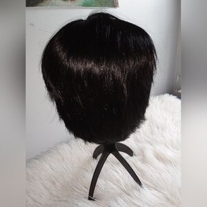 Short Human Hair Black Wig